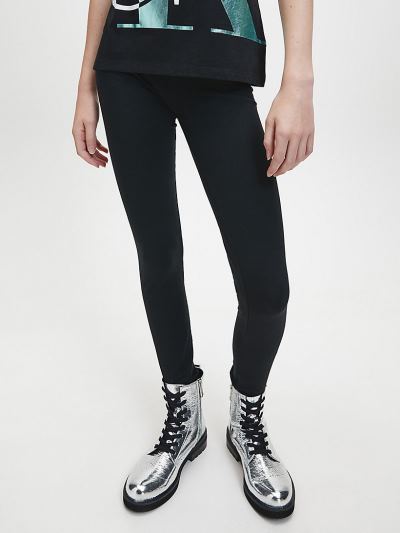 Calvin Klein Ruhák HU124787 | Calvin Klein Organic Cotton Logo Lány Leggings Fekete